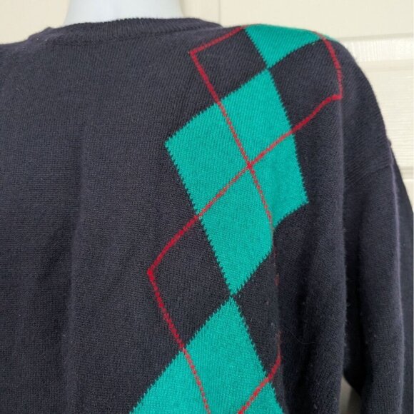 Vintage Clan Royal Old Course Golf Sweater Mens Size XL Blue Argyle Diamond Wool - Picture 2 of 11
